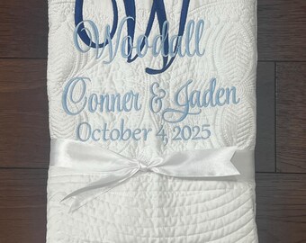Monogrammed Wedding Quilt | Personalized Anniversary Gift