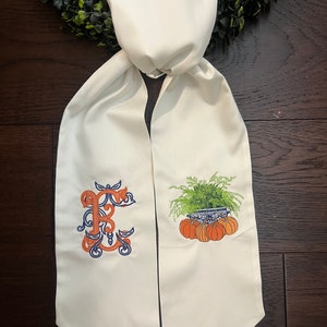 Chinoiserie Wreath Sash | Fall Wreath Sash | Pumpkin Decor | Custom Wreath Sash | Personalized Wreath Sash | Sateen Sash