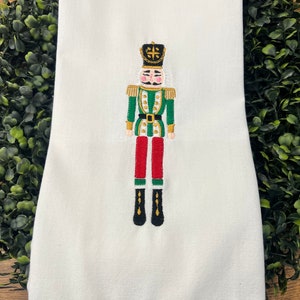 Embroidered Nutcracker Christmas Towel: Chinoiserie Decor