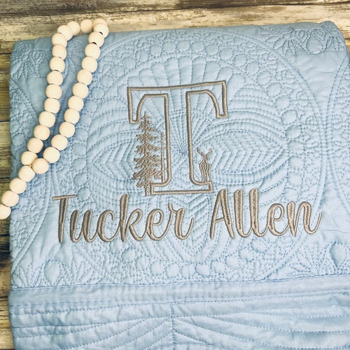 Monogrammed Quilt | Custom orders Quilt | Decorative Quilt | Baby Quilt | Embroidery Quilt