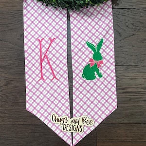 Wreath Sash | Easter Decor | Bunny Wreath Sash | Custom Wreath Sash | Personalized Wreath Sash | Sateen Sash | Add Initial