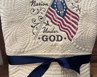 Custom Quilt | Americana decor| Embroidered Quilt | Patriotic Gift | Patriotic Decor | Gift | American Flag