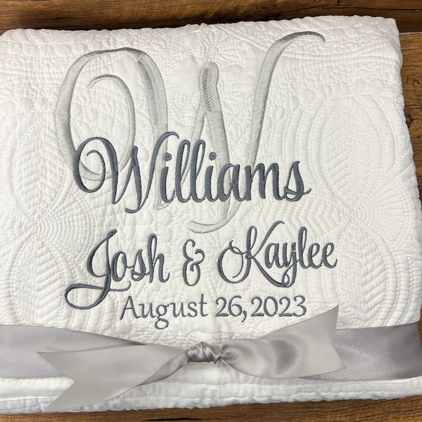 Personalized Wedding Gift | Wedding Quilt |Monogrammed Wedding Gift | Anniversary Gift  | Custom Gift | Custom Quilt | Matelassé