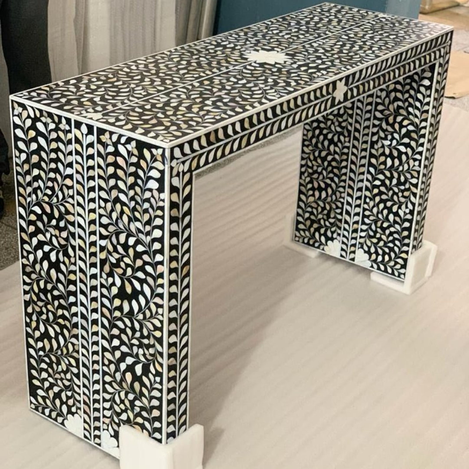 Bone Inlay Console Table Bone Inlay Sideboard Etsy