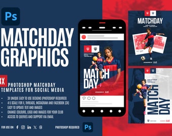 3 Football Matchday Social Media Templates (Photoshop)