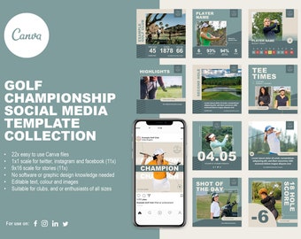 Golf Championship Social Media Templates / Twitter / Facebook (Canva)