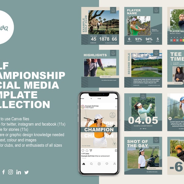 Golf Championship Social Media Templates / Twitter / Facebook