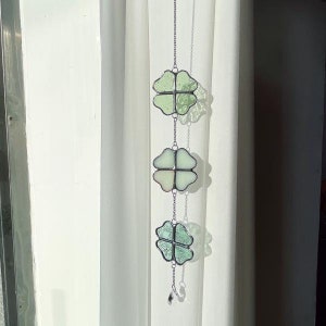 Stained glass four leaf clover suncatcher