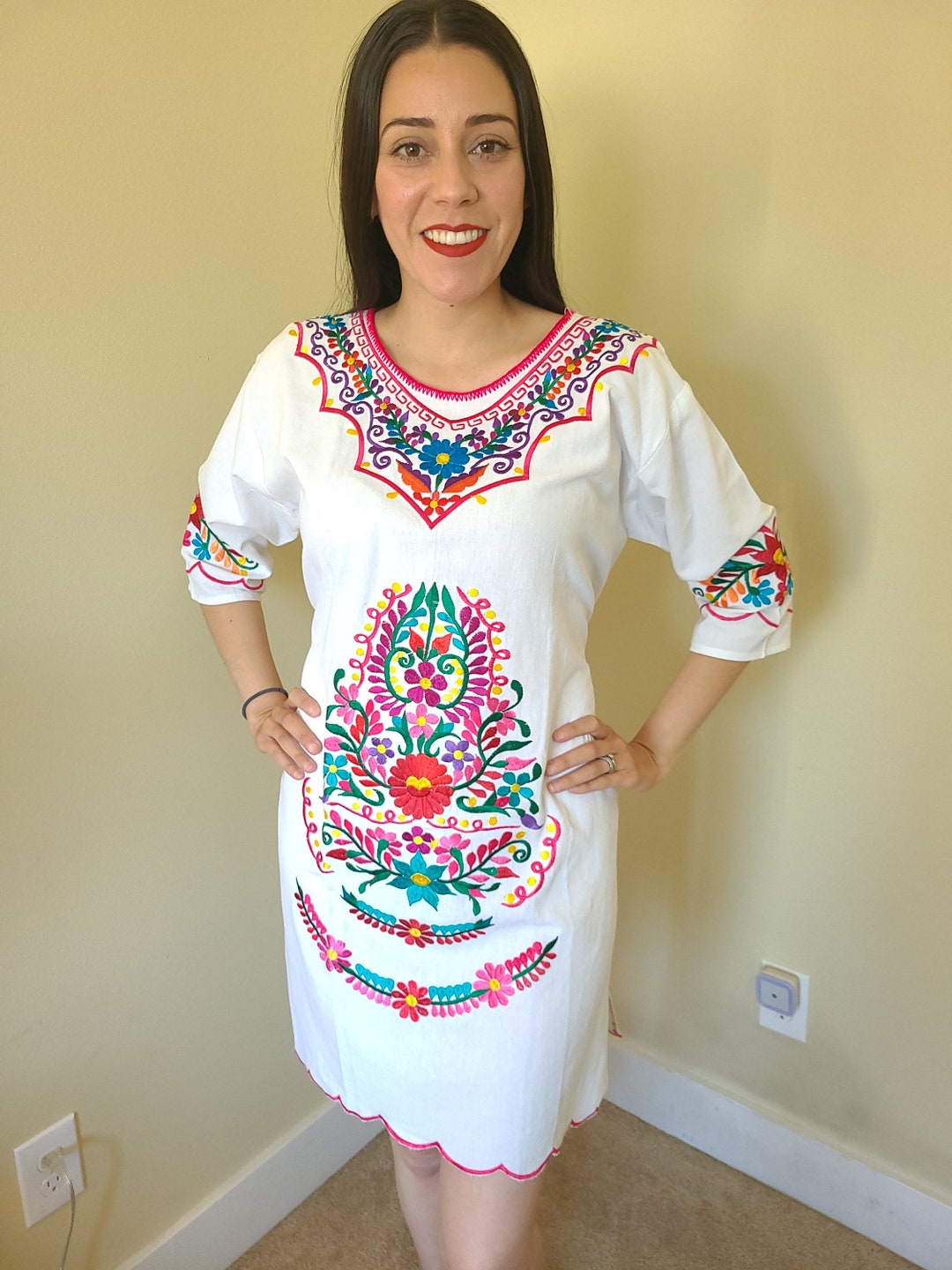 Chilac Embroidered Mexican Long Dress