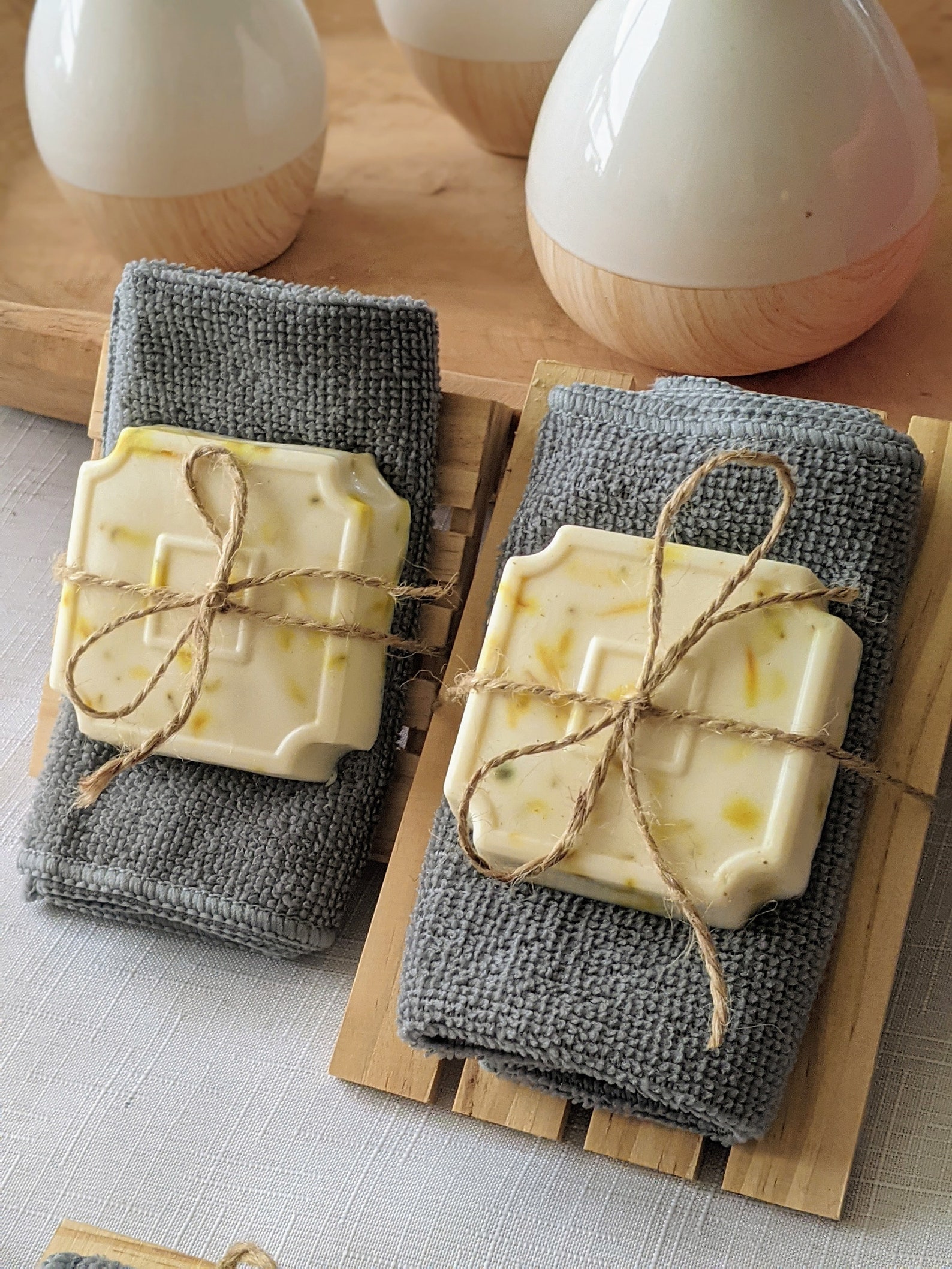 Soap Set Gift Set Handmade Soap Microfiber Towel Wooden Etsy