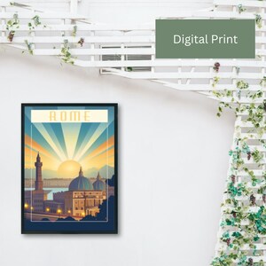 Rome Digital Poster, Printable Digital Art, Wall Art, Home Decor, Travel Poster, Italy, retro