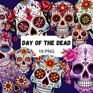 Clipart tête de mort en sucre PNG Le jour des morts Clipart Calavera PNG Dia de los Muertos Décoration tête de mort en sucre Clipart célébration mexicaine