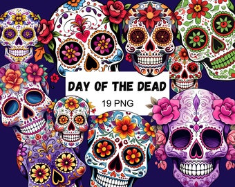 Sugar Skull Clipart PNG Day of the Dead Calavera Clipart PNG Dia de los Muertos Sugar Skull Decoration Mexican Celebration Clipart