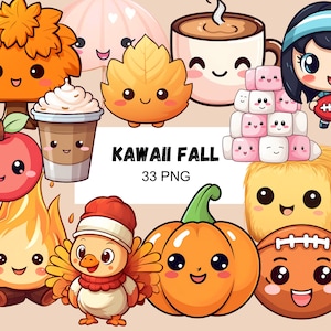 Kawaii Herbst Clipart, PNG, Transparent Clipart, kommerzielle Nutzung, Herbst, Niedlich