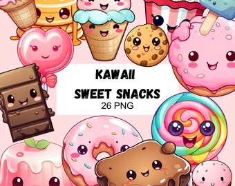 Sweet Food Clipart Cute Snack Sweet Kawaii Food Candy Clipart Kawaii Food Sticker Cute Snack Sticker Classroom decoration kid Birthday