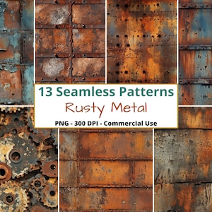Rusty Metal Digital Paper, Seamless Pattern, PNG, scrapbook paper, Rusted old metal steel, Commercial Use, Repeating Patterns,