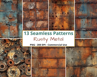 Rusty Metal Digital Paper, Seamless Pattern, PNG, scrapbook paper, Rusted old metal steel, Commercial Use, Repeating Patterns,