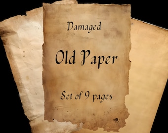 Old Paper Textures, Digital, Vintage Paper, Antique Paper, Parchment Paper, Distressed Paper, Ripped Edges, Burnt Paper, PNG, Commercial Use