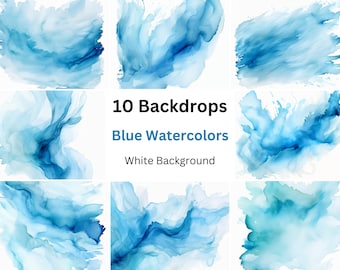 Blue Watercolors Backdrops, Digital Paper, JPG, Scrapbook Paper, Commercial Use