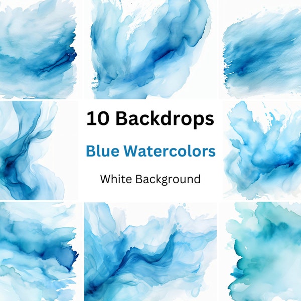 Blue Watercolors Backdrops, Digital Paper, JPG, Scrapbook Paper, Commercial Use