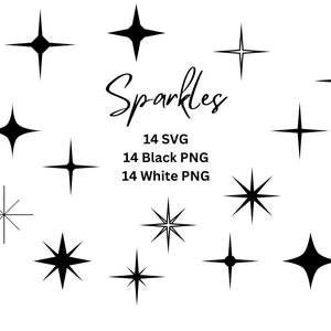 SVG Sparkles PNG Twinkle Stars SVG Helle Sterne Png Weiße Sterne Schwarz Sparkles Clipart SVG Weihnachten Sparkles Xmas