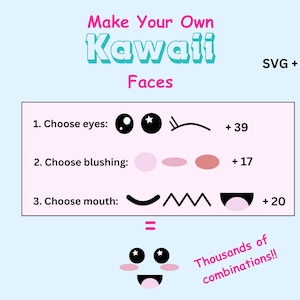 Maak je eigen Kawaii-gezichten, commercieel gebruik, inclusief PNG en SVG