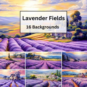 Backgrounds Lavender Fields Landscapes Lavender Painting Backdrops Nature PNG Commercial Use