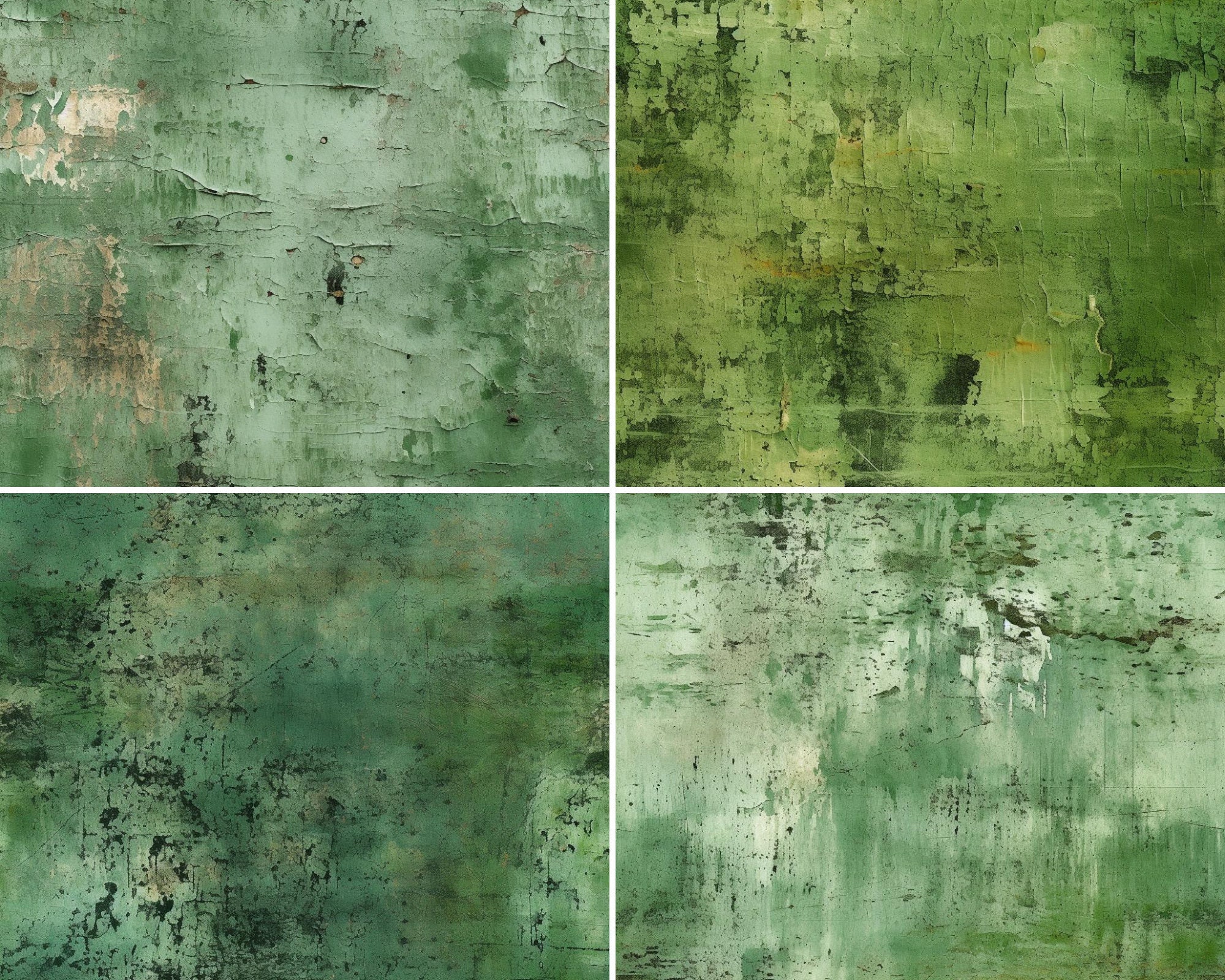 Distressed Green Textures Digital Paper, Seamless Pattern, PNG ...