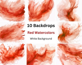 Red Watercolors Backdrops, Digital Paper, JPG, Scrapbook Paper, Commercial Use