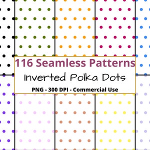 Polka Dot Seamless Patterns, Colored Dots White Background, Digital Paper, PNG, Scrapbook Paper, Commercial Use, repeating patterns