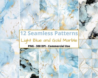 Marble Patterns Blue and Gold Marble Repeating Pattern Seamless Marble Digital Paper Printable Marble Pattern Print Mug Marble Case Legging