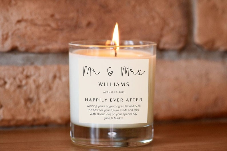 Mr & Mrs Personalised Candle Gift For The Happy Couple image 1
