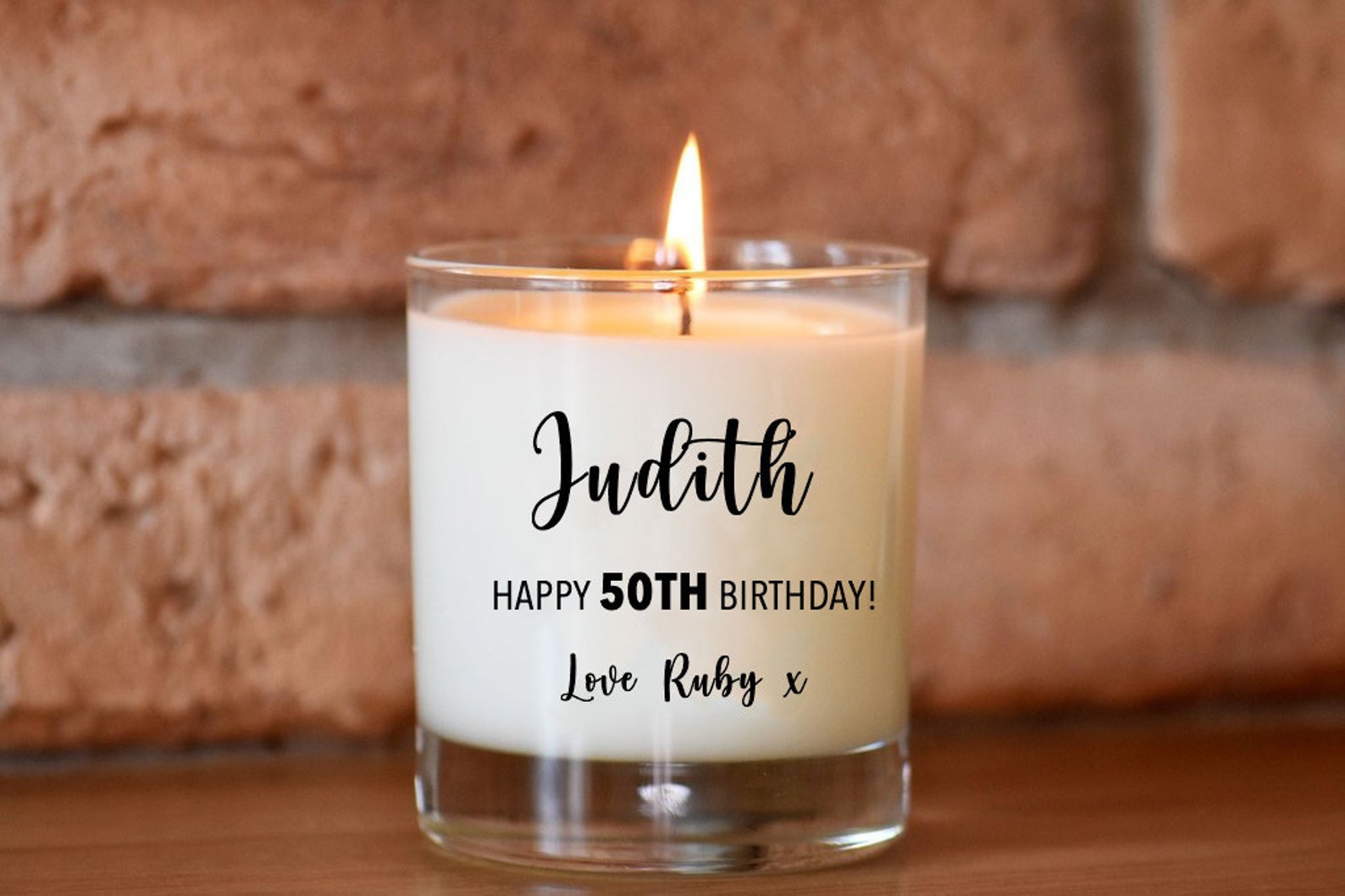Happy 50th Birthday Candle Personalised Candle 50th Etsy