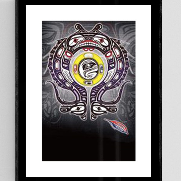 Heiltsuk Sisiuth & Moon – Embraced by Fred Anderson, Framed