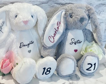 Personalised daughter sister friend 18th , 21st birthday bunny - Any age - birthday girl -