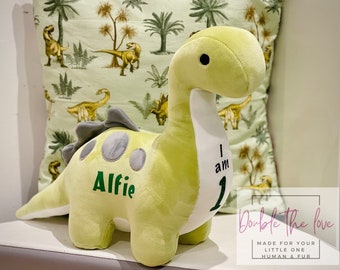 Personalised dinosaur soft teddy - Toy - Toddler gift - baby - Birthday gift  - Unisex