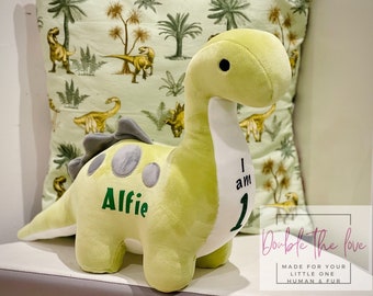 Personalised birthday dinosaur soft teddy -gift for son/daughter- dinosaur theme