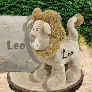 Personalised lion soft toy - birthday age present safari theme - zoo animal- nursery - newborn gift - plush