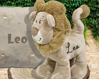 Personalised lion soft toy - birthday age present safari theme - zoo animal- nursery - newborn gift - plush