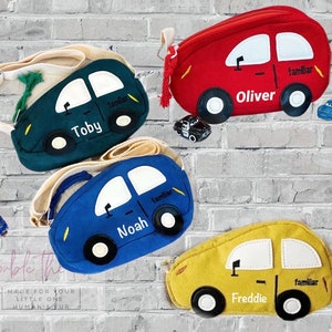 Personalised car bag for kids - mini wallet accessory bag - toy car storage bag - stocking filler - Xmas  gifts - toddler Christmas