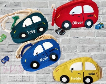 Personalised car bag for kids - mini wallet accessory bag - toy car storage bag - stocking filler - Xmas  gifts - toddler Christmas