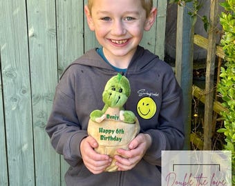 Personalised dinosaur soft toy with egg - birthday gift toddler - kids dinosaur hatching egg -