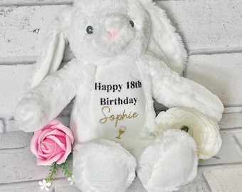 Personalised 18th , 21st ,30th birthday bunny - Any age - birthday girl - daughter -Sister - friend gift