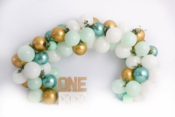Cake Smash Digitale Achtergrond Met Ballonnen Groene Gouden Etsy
