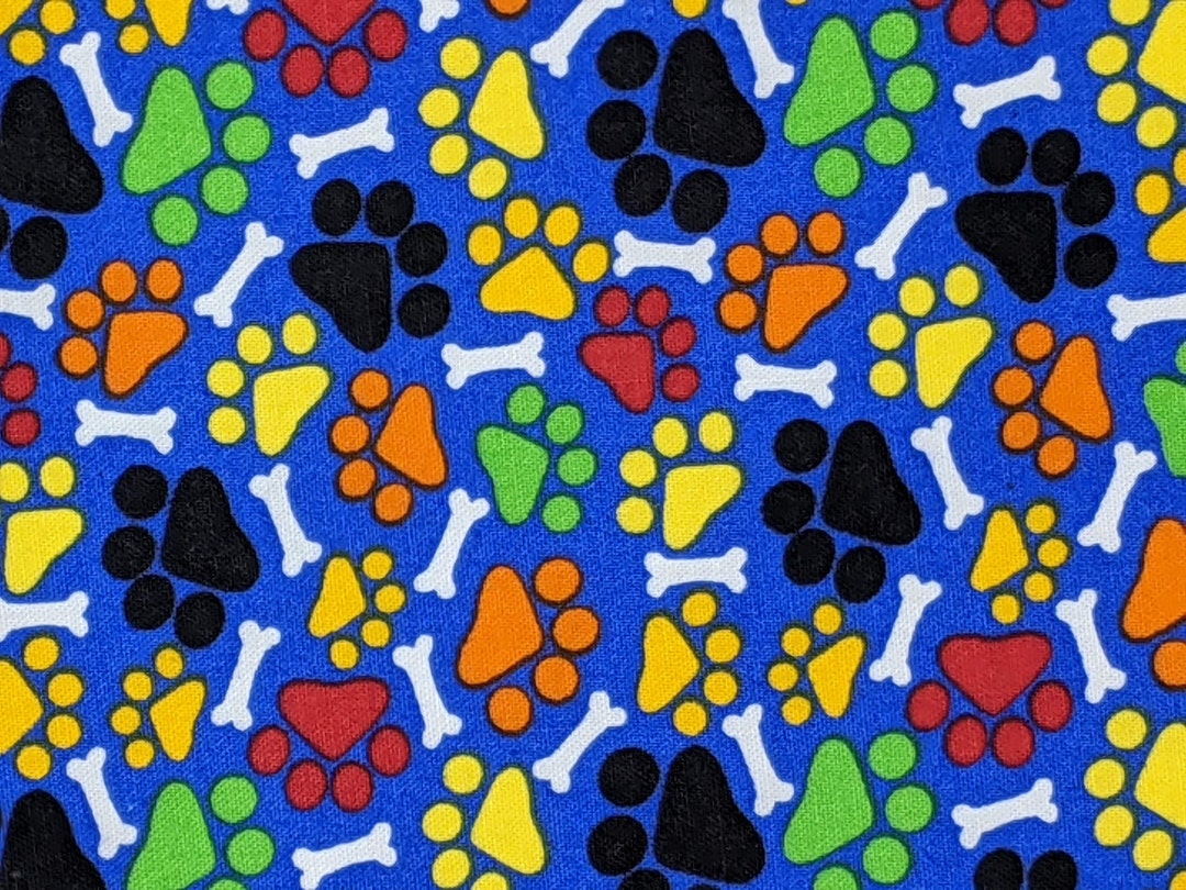 Fat Quarter Dog Print Cotton Fabric Paws and Bones Multicolor Etsy UK