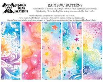 DIY Bookmarks - Rainbow Patterns - Digital Download