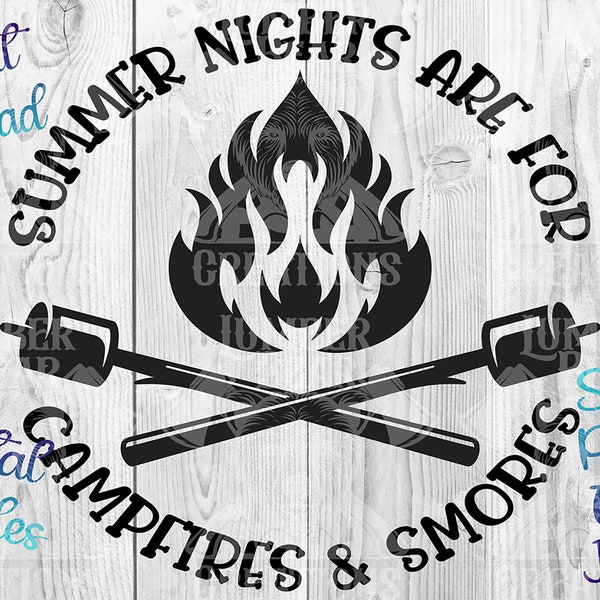 Summer Nights Campfire Smores DIGITAL DOWNLOAD SVG Datei, Cut File, Cricut Datei