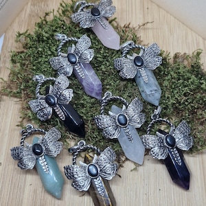 Moth pendant with gemstone - Pendant / Jewelry / Gemstone / Fantasy