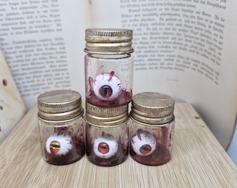 Schraubglas mit Augen aus Fimo Rot - LARP / Kuriosität/ Horror / Halloween