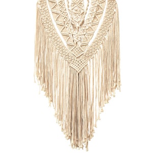 Loominaire Rustic Macrame Wallhanging &quot;Lotus&quot; Hand Woven of Cotton For Living Room, Bed Room & Family Room Walls (1&#39;6&#39;&#39;X2&#39;8&quot;)
